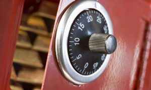 red safe with open door