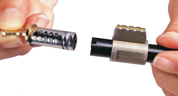 lock cylinder ready to be rekeyed
