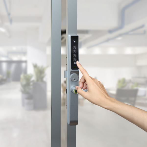 PGD238LM Lockly Defender Mortise Satin Nickel on door