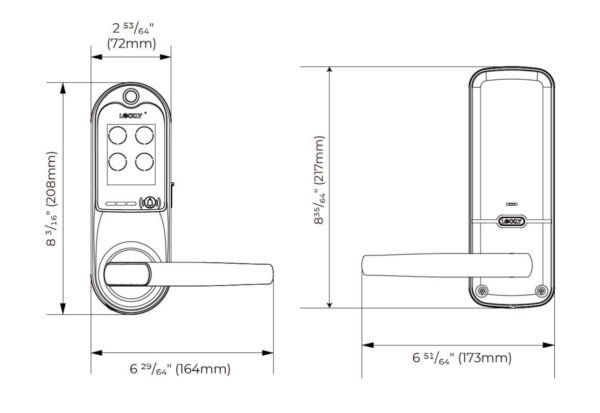 PGD698 Lockly Guard Vision Duo Dimensions